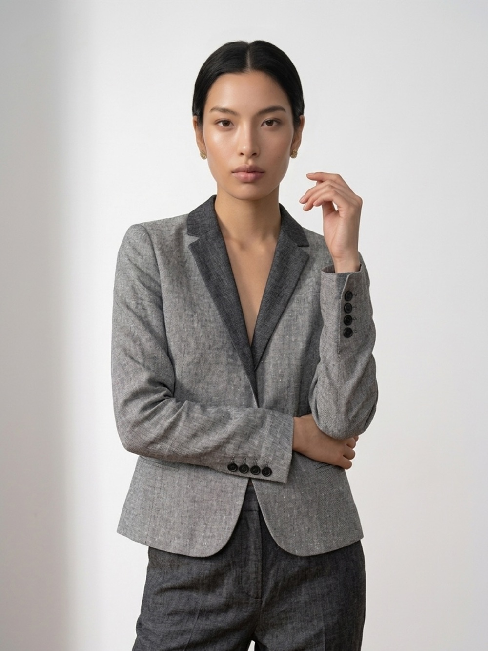 L.A.M.B. Gray Notch Lapel Tailored Blazer Gwen Stefani vintage